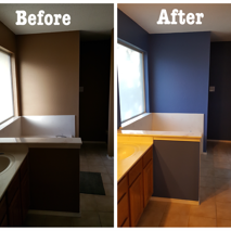 Before and after bathroom repainting